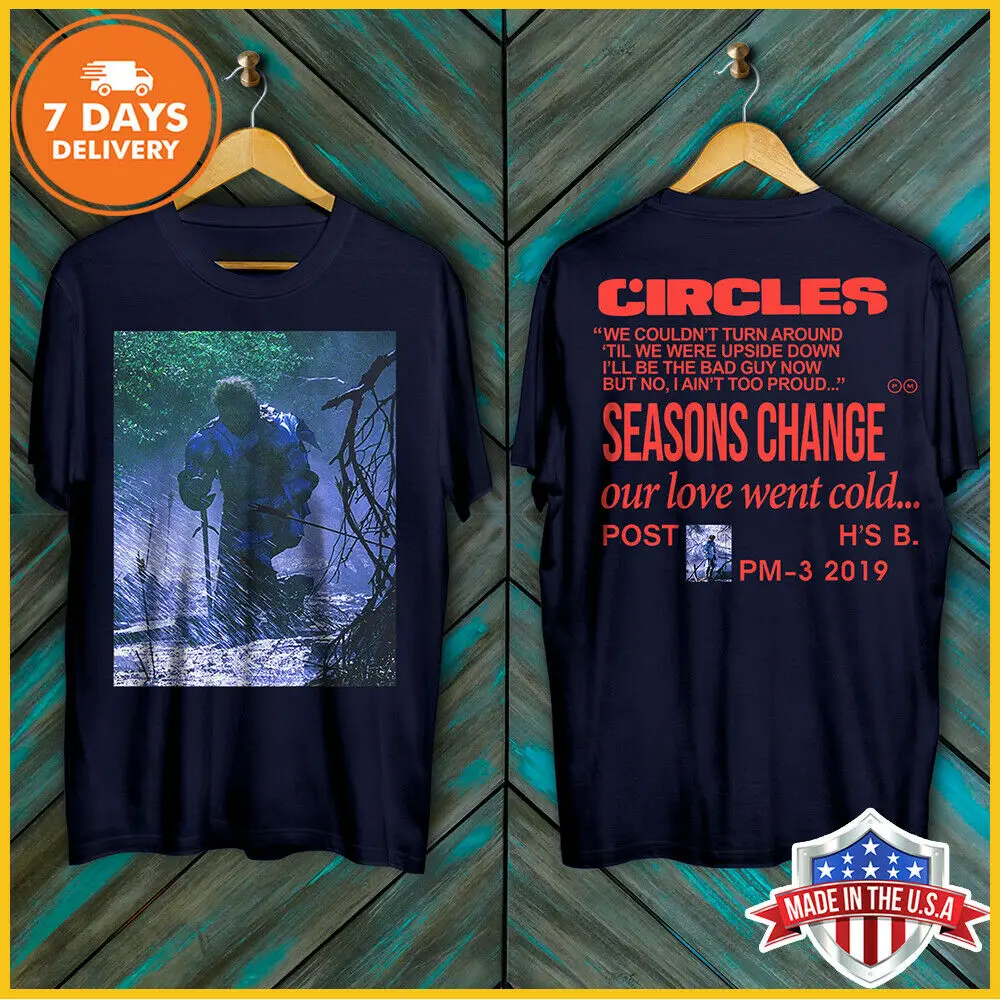 Post Malone Circles Kneeling hollywoods's Bleeding Album 2019 футболка темно синий S 3Xl| |