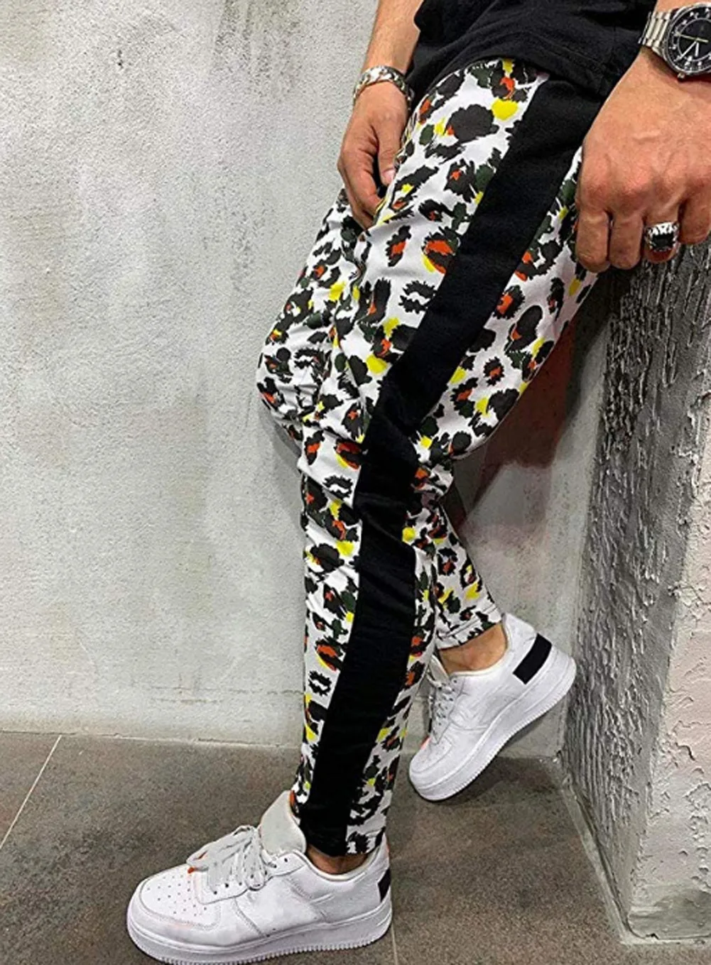 

2020 New Fashion Mens Sport Floral Print Pants Casual Men Long Slim Trousers Tracksuit Gym Casual Workout Joggers Sweatpants