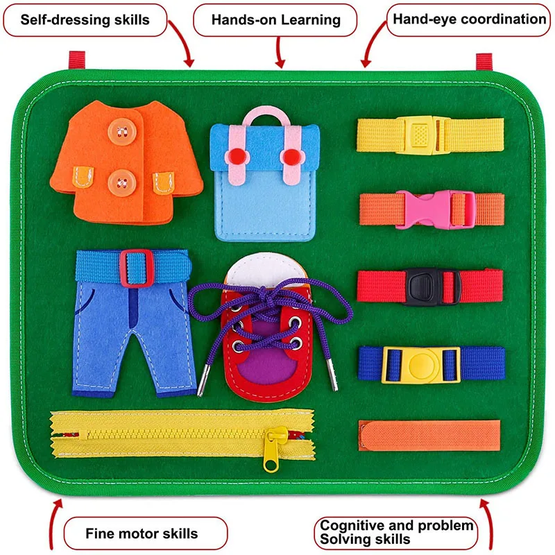 

Children'S Educational Dressing Board Toddler Zippered Button Activity Busy Board Montessori Teaching Education Equipment Toys