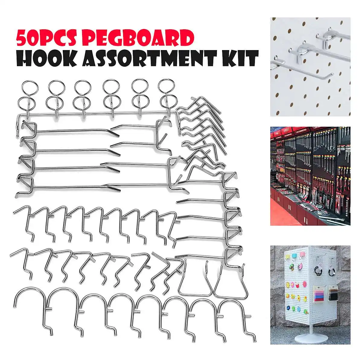 50X магазин Pegboard Крючки ассортимент организации Hange Kit хранение на рынке гаражные