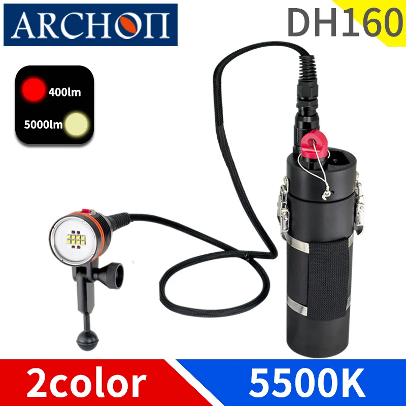 Günstig DH160 Beruf Tauchen Beleuchtung Lampe Warm White Dive Lichter Rot HD Tauchen Phtotography Licht Unterwasser 150m Tauchen Füllen Lichter