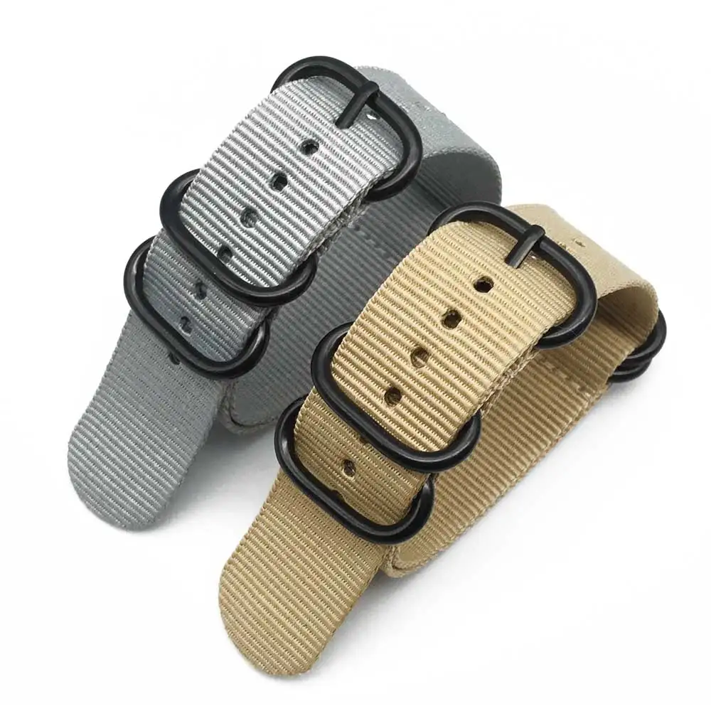 NATO Nylon Strap 20 22 24 mm Solid bracelet Military nato fabric Nylon Watch straps Woven Zulu Straps Bands Black Buckle belt images - 6