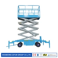 qiyun ce iso movable scissor lifter 14m 500kg aerial scissor strong structure goods lift platform for sale