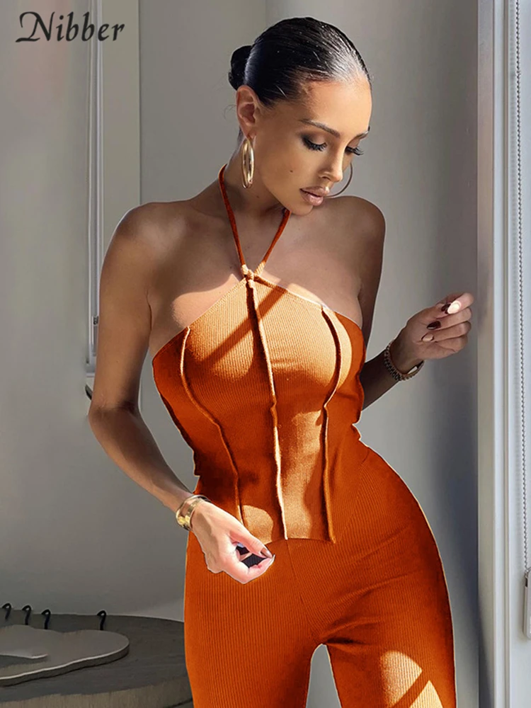 Пикантная однотонная майка Nibber без рукавов с воротником хомутиком дизайнерский