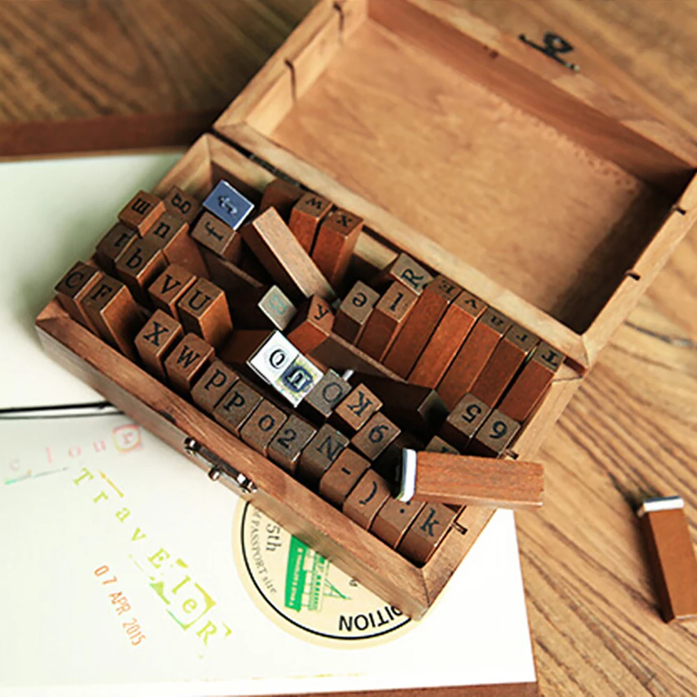 

Regular Script 70Pcs Vintage Alphabet Number Symbol DIY Wooden 70pcs Develop intelligence