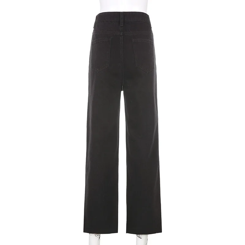 

Black Woman Jeans High Waist Jeans Harajuku Trousers Clothes Wide Leg Denim hole Blue Streetwear Fashion Vintage loose Pants