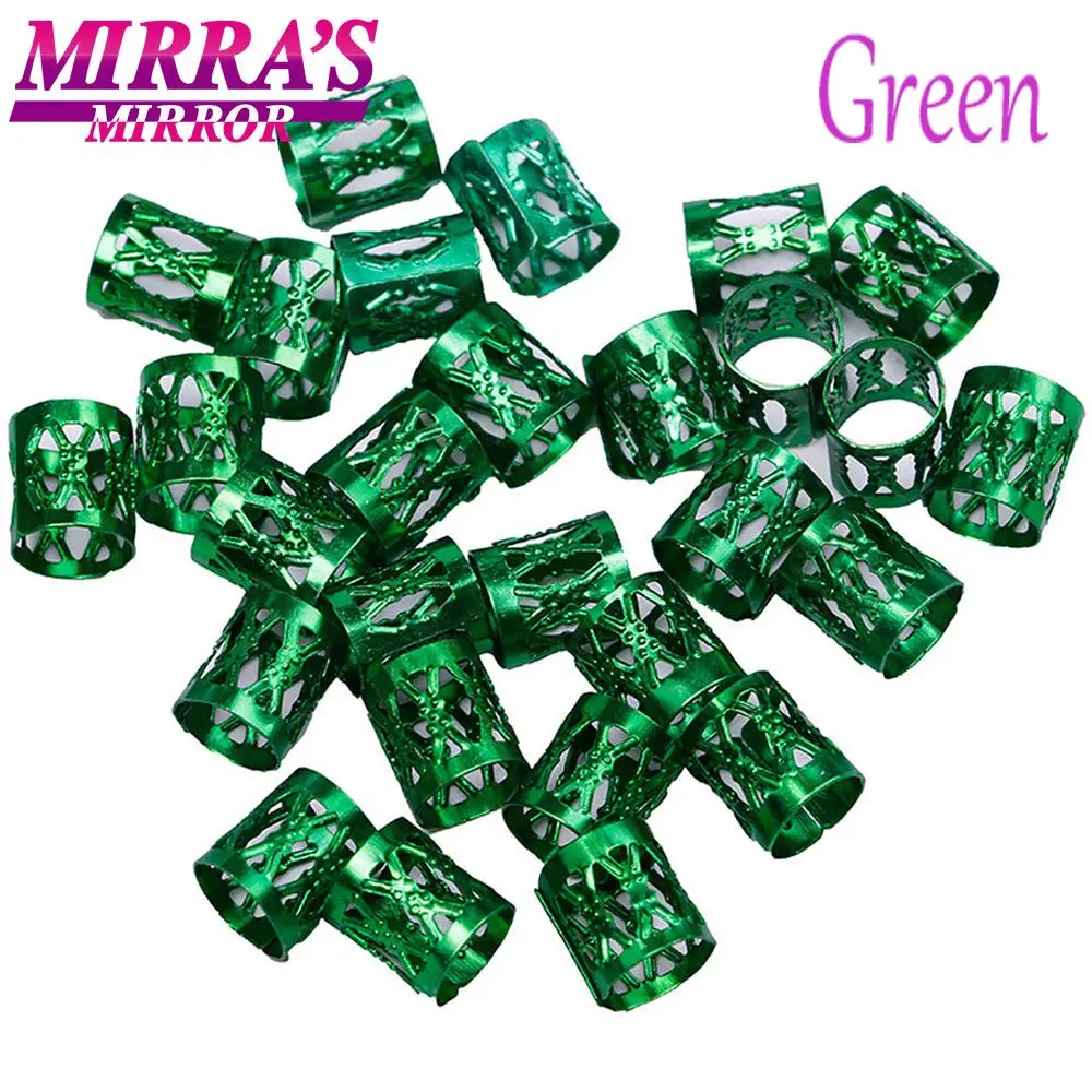 Mirra's Mirror, 100 шт, смешанные аксессуары для дредов, золотые бусины для волос, для косичек, серебряные кольца для волос для девочек, регулируемые манжеты, клипсы - Цвет: 100pcs Green