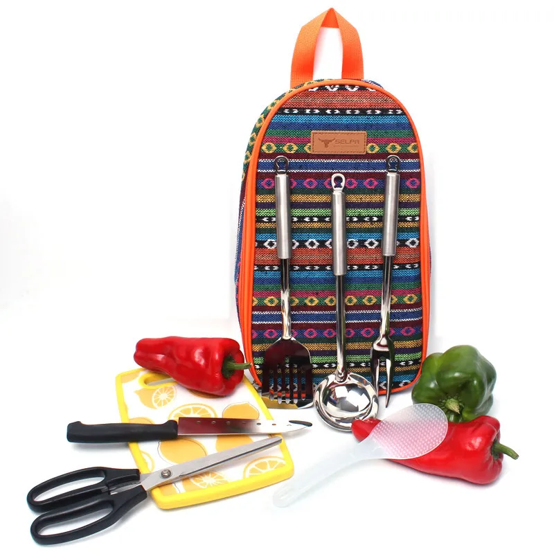 Портативная сумка из нержавеющей стали набор посуды для пикника походная ложка