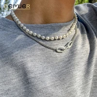 necklaces for men retro creative geometric design pearl personality hip hop style men and women same jewelry accessories gifts