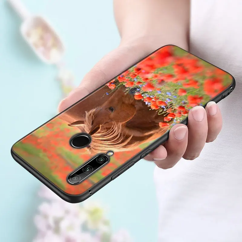 Черный чехол с рисунком бегущая Лошадь Животное задняя крышка для Huawei P Smart Z Plus 2019