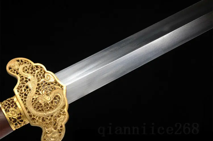 

DAMASCUS FOLDED STEEL BLADE CHINESE Royal Dragon SWORD ROSE WOOD COPPER TSUBA