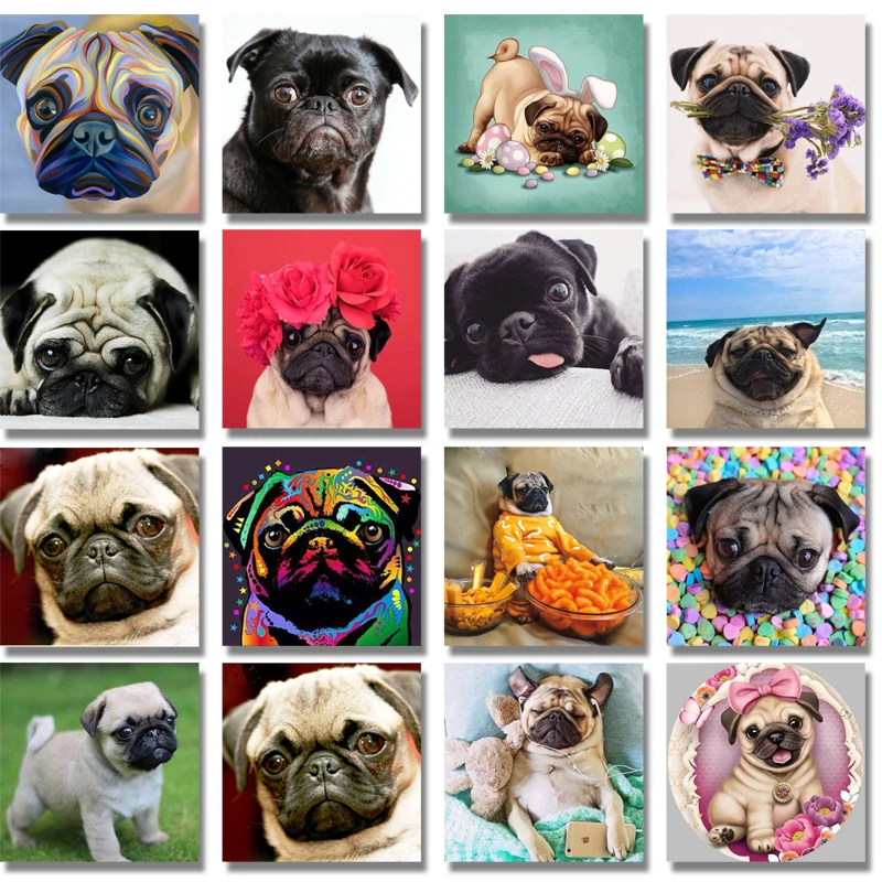 Полноразмерная Алмазная 5d картина лабрадор милая мопса Женский Набор для