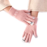 winter touch screen gloves women men warm stretch knit mittens imitation wool full finger guantes female het thicken