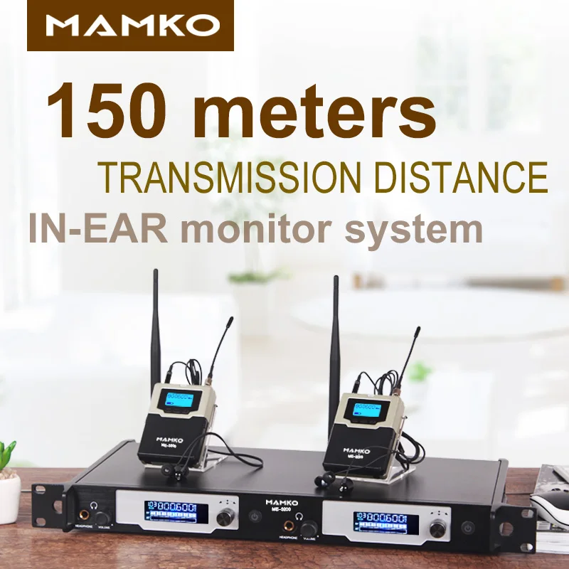 MAMKO ME-3200 In Ear Monitor Беспроводная система профессиональная для сценического представления 150 м дальность передачи