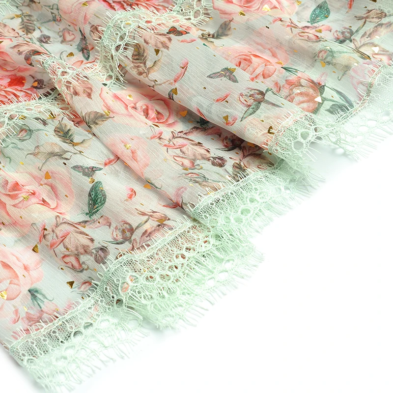 

Gedivoen Fashion Runway Summer Dress Women Stand Collar Mesh Floral Print Elastic Waist A Line Dress Elegant Midi Dresses