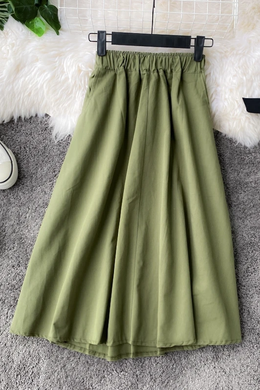 

woman skirts High Waist Solid Color expansion long Fall Winter New Elegant Pleated Skirts