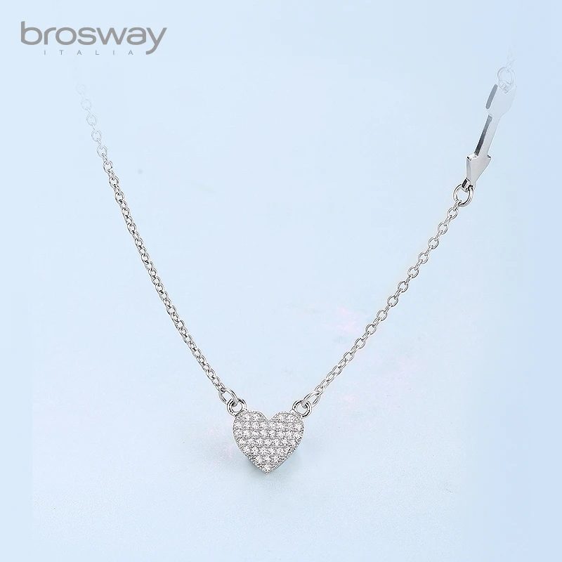

Brosway Original Design Luxury Fashion Jewelry Heart Long Necklace Pendant 925 Sterling Silver Paired Fine Jewelry for Woman