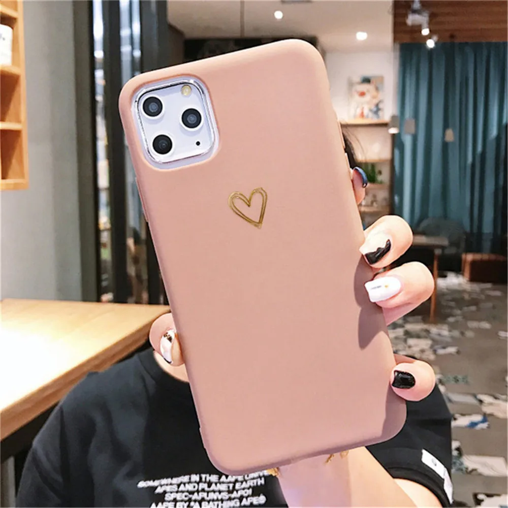 Чехол Lovebay Gold Line Love Heart для iPhone 6, 6 S, 7, 8 Plus, 11 Pro, X, XR, XS Max, простой мягкий чехол для телефона, TPU, задняя крышка
