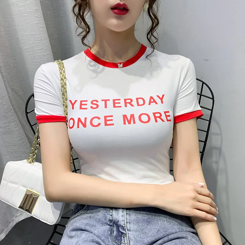 Женские топы Новинка лета 2020 популярная цветная футболка ins с коротким рукавом