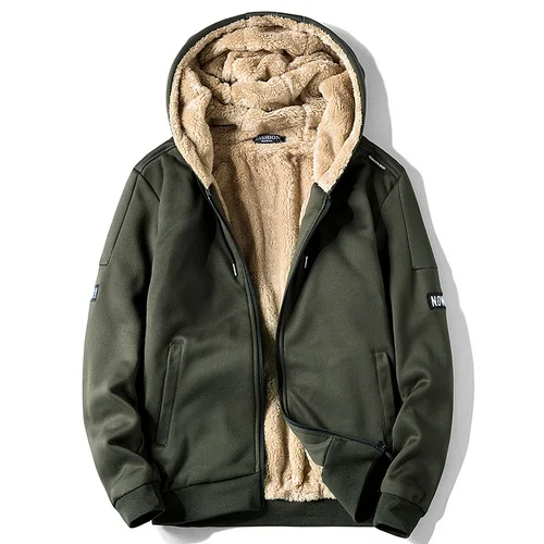 army green Мужские толстовки зимние теплые флисовые размера плюс толстовки куртки парки Повседневная Уличная куртка кардиган с капюшоном для подростков - Цвет: army green