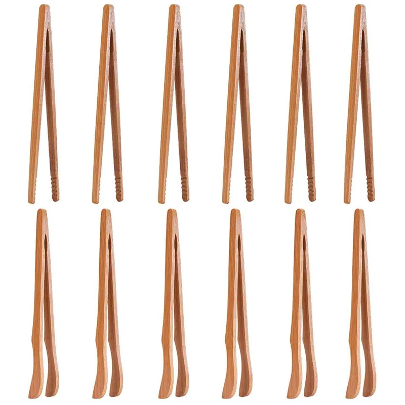 

12 шт бамбуковые прослойки в тостер, щипцы, 7 дюймов деревянная Кухня щипцы, многоразовые древесины Пособия по кулинарии, щипцы, для тостов, По...