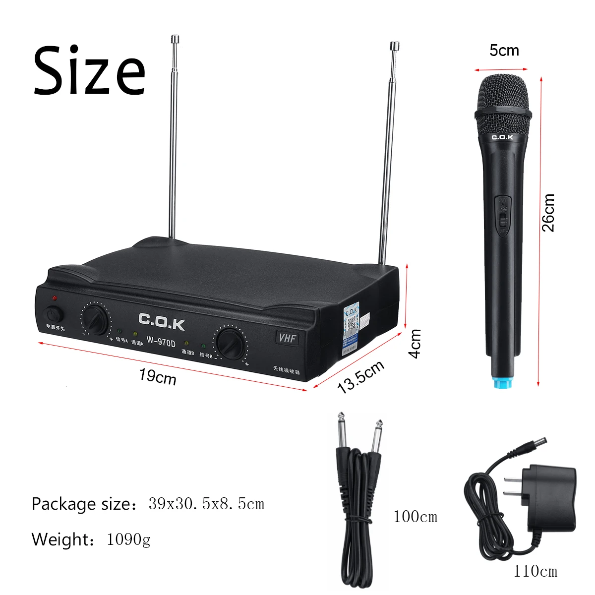 

2 Channel Professional Wireless Microphone System Dual Cordless Handheld Microphone Home Singing Microphone Kit Speech Mic