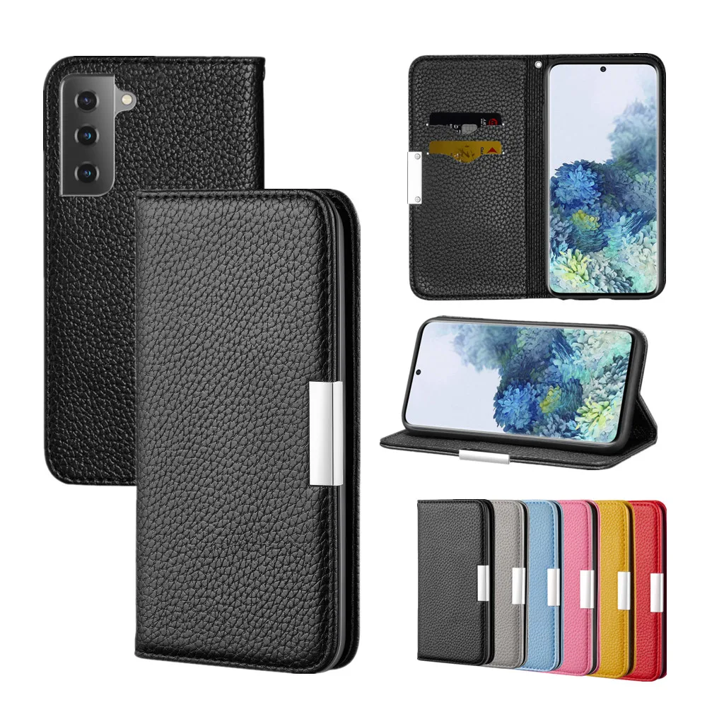 

Flip Leather Phone Case for Samsung Galaxy S21 FE S20 Ultra Note 20 10+ S10e S9 S8 Plus Luxury Lychee Pattern Cards Slim Cover
