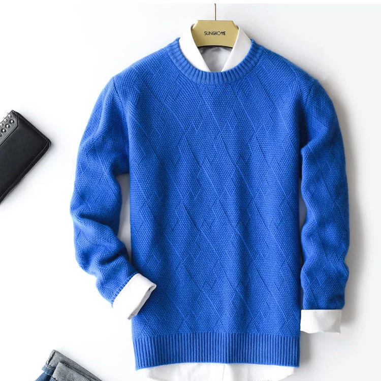

Men New Autumn Winter Cashmere Cotton Sweater Male Casual Solid Color Pullover Large Size O-neck Knitted Sweaters W24