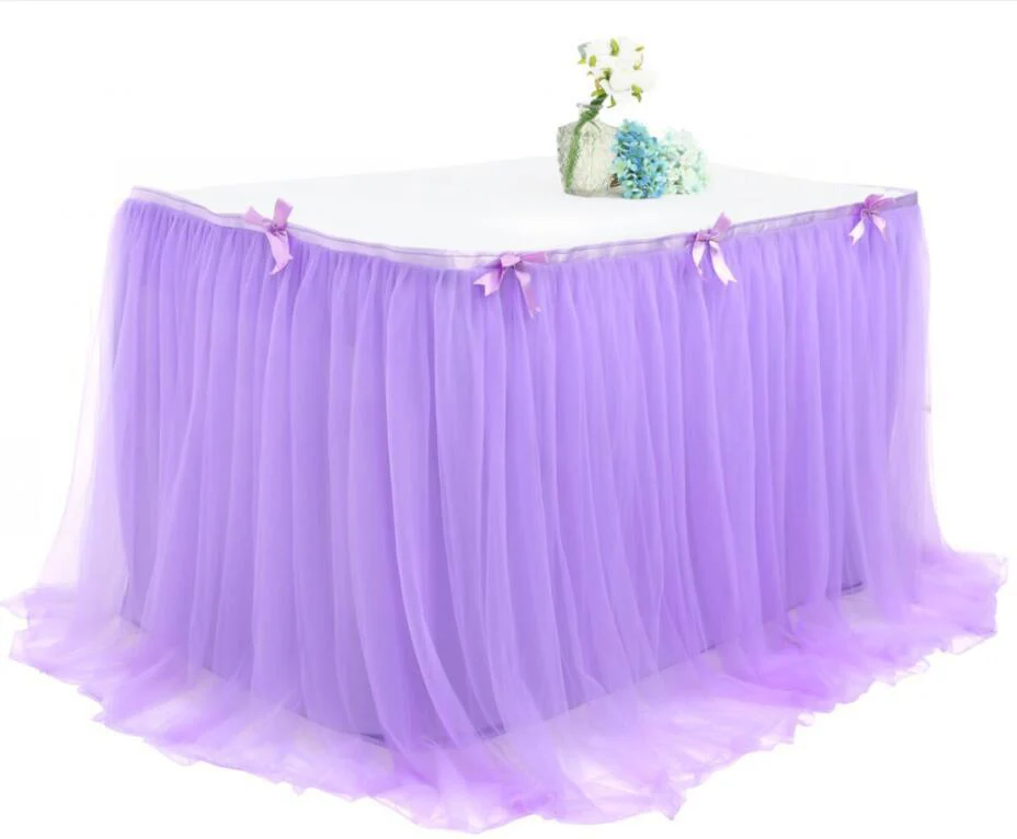 Purple 450*76 см, милые украшения стола, украшения для детского душа, пачка, скатерть, розовая Тюлевая юбка, Романтическая свадьба, день рождения, вечеринка - Цвет: Purple