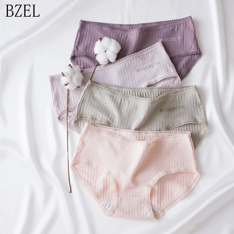BZEL Модные женские хлопковые трусы, одноцветные трусики, женское нижнее белье со средней посадкой, женские трусы для девушек, женское нижнее белье, Прямая поставка