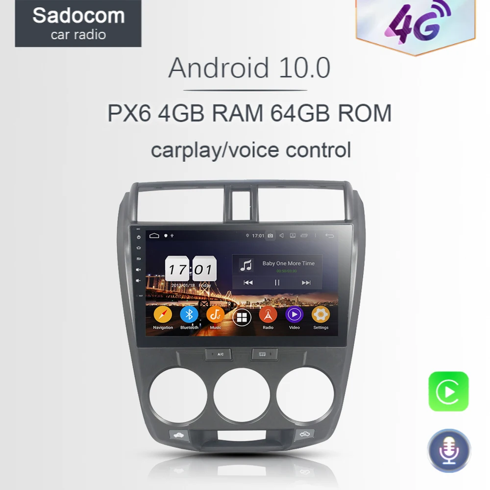 10 1 &quotDSP PX6 Android 0 4 ГБ ОЗУ + 64 8 ядер автомобильный dvd плеер для Honda CITY 2006 2012 2013 GPS