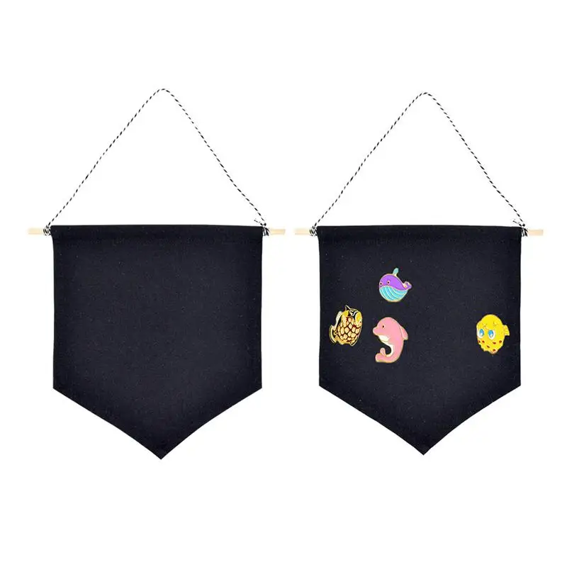 

Pin Display Pennant Banner Enamel Lapel Pin Badge Flag Plain Blank Canvas Wall Banner(Black/S)