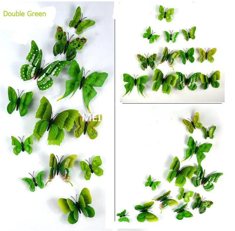 12 шт./лот ПВХ наклейки в виде бабочек 3D на стену домашний декор постер для детской