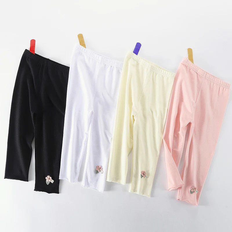 

Woman Clothes Summer Girl Leggings 3-12 Years Old Cartoon Nine-Point Pants Stretch High Waist Trousers Fashion Girl Bottoms