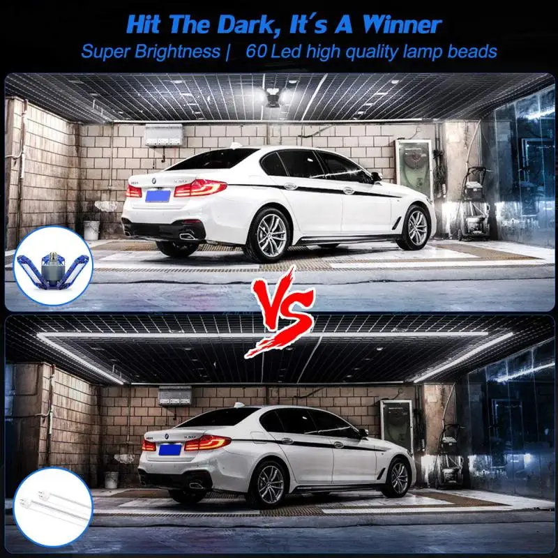 

40-120W LED Garage Light Bulb Deformable Ceiling Fixture Shop Workshop Lamp Deformable Ceiling Light Indoor for Garage Workshop