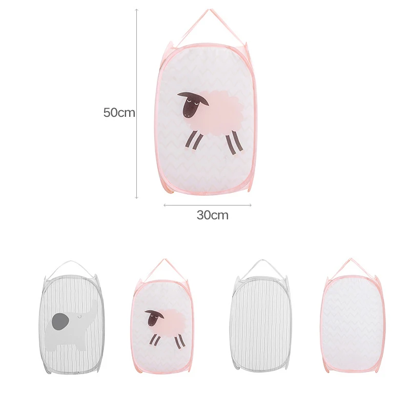 Bathroom folding hamper cartoon dog finishing basket mesh toy dirty storage box home decoration accessories | Дом и сад