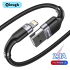 USB-кабель Elough для iPhone 11 Pro 12 Pro Max 12 Mini 13 XR 8 Plus 2,4 А, зарядное устройство для быстрой зарядки для iPhone iPad, шнур для передачи данных с подсветкой