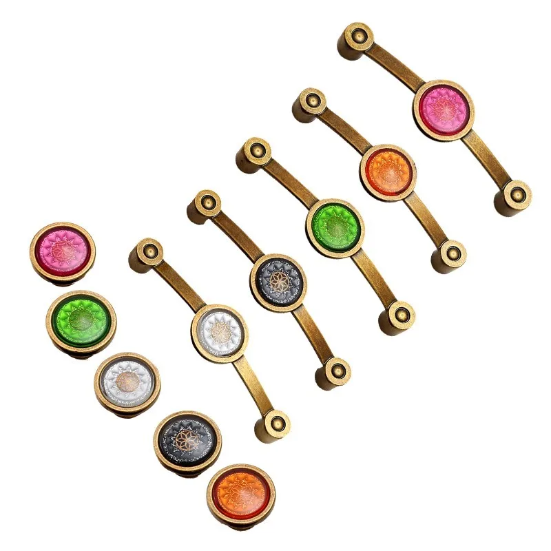 Античная Медная дверная ручка шкафа ручки ящика из цинкового сплава кристальная