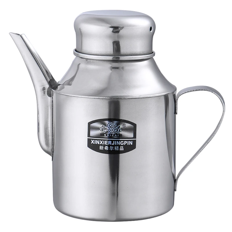 

11oZ Stainless Steel Olive Oil Pourer Kitchen Vinegar Olive Oil Dispenser Bottle For Cooking BBQ Oil Jar Gravy Boat With Handle