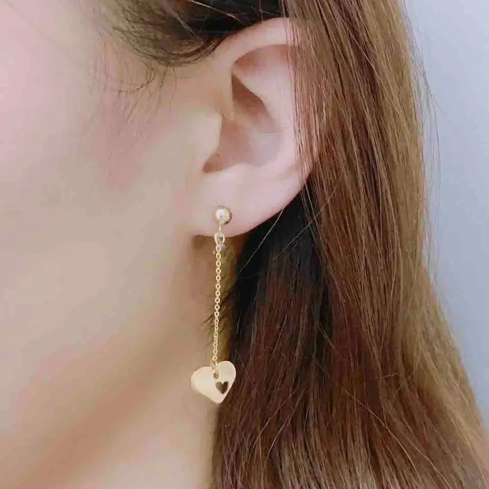 Круглые серьги с кисточкой сердцем длинная цепочка золотые Висячие для девочек