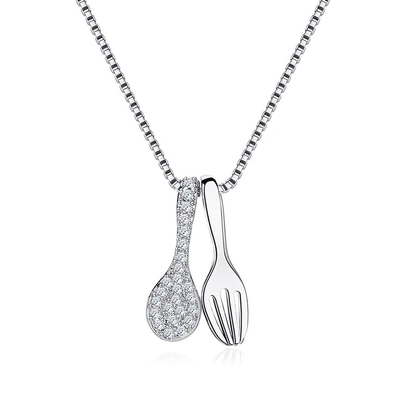 

Exquisite Spoon Fork Tableware Pendant Necklace Creative Elegant Women's Wedding Clavicle Chain Fashion Ladies Jewelry Gift