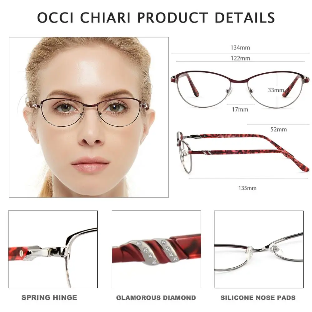 OCCI CHIARI винтажные металлические Компьютерные анти-голубые лучи очки для женщин прозрачная Оправа очков кошачий глаз очки Украшенные алмазами мать подарок COMIN