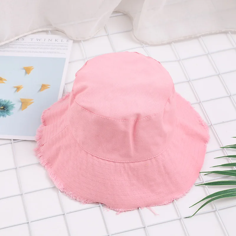 

2021 Trendy Cotton Fisherman Cap Soft Aluminum Wire Shape Water Wash Bucket hat Women's Four Seasons Solid Outdoor Beach Hats