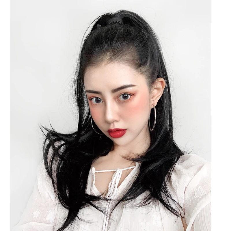 Синтетические конский хвост синтетические когти длинные светлые волосы черный