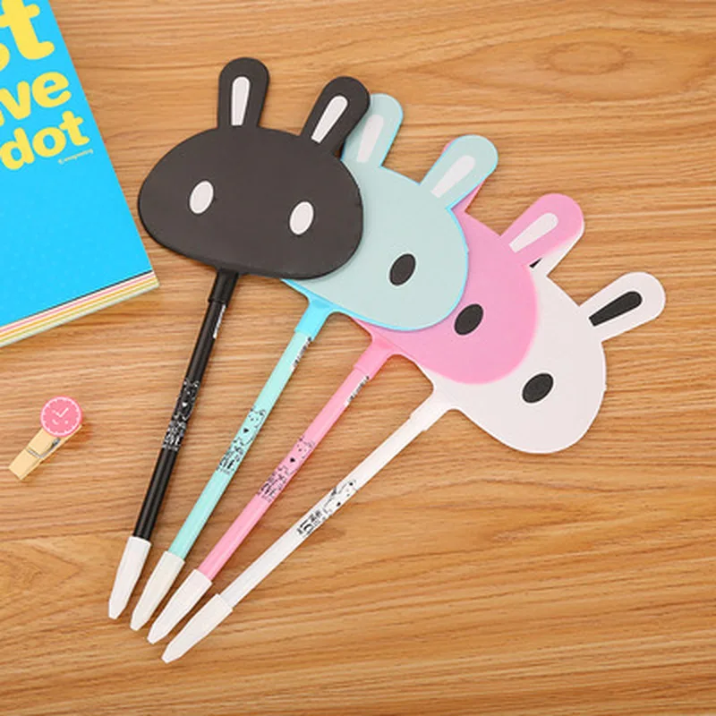 1pcs Rabbit Fan Kawaii Pen 0.5mm Novelty Stationery Gel Student Black Pens Cute Office School Supplies |