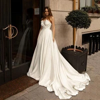 plus size wedding dress 2021 a line sexy strapless backless satin princess wedding gowns lace up wedding bridal gowns boho