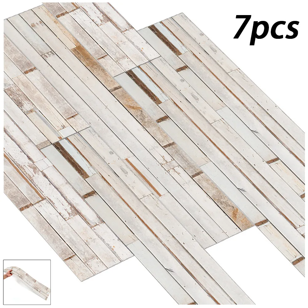 

7PCS Modern Style Floor Stickers Wood Grain PVC Waterproof Adhesive Self Suitable For TV Background Walls Bedroom Floors
