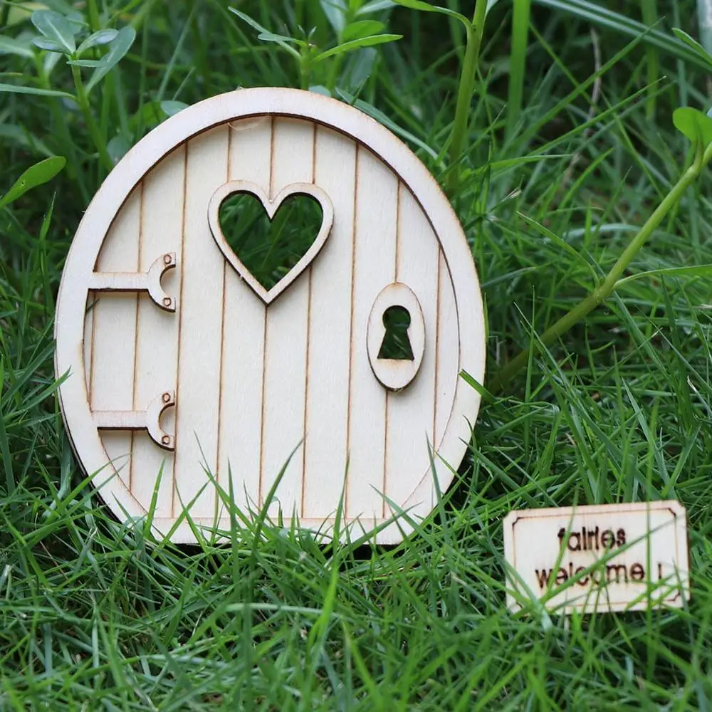 

3D Wooden Fairy Garden Door Christmas Elf Door Decoration Miniature Fairy Garden Signs Doll House Door