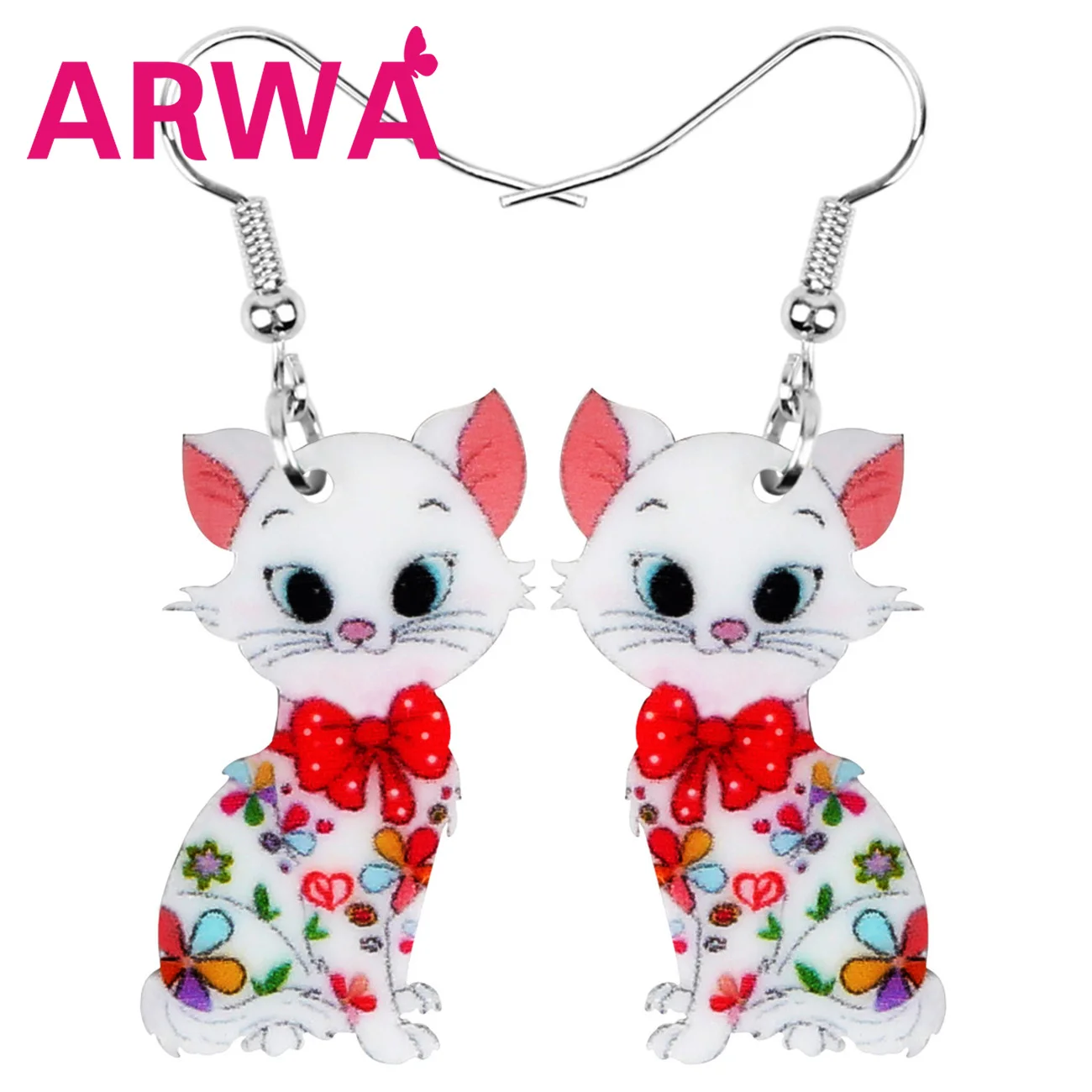 Bonsny акриловые аниме цветочные серьги Котенок Висячие висячие в виде животных для