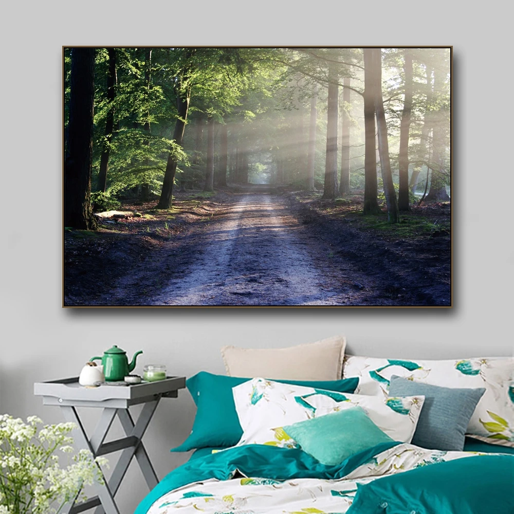

Forest Landscape Canvas Painting Posters and Prints Modern Home Decoration Morning View Wall Art Picture for Living Room Decor
